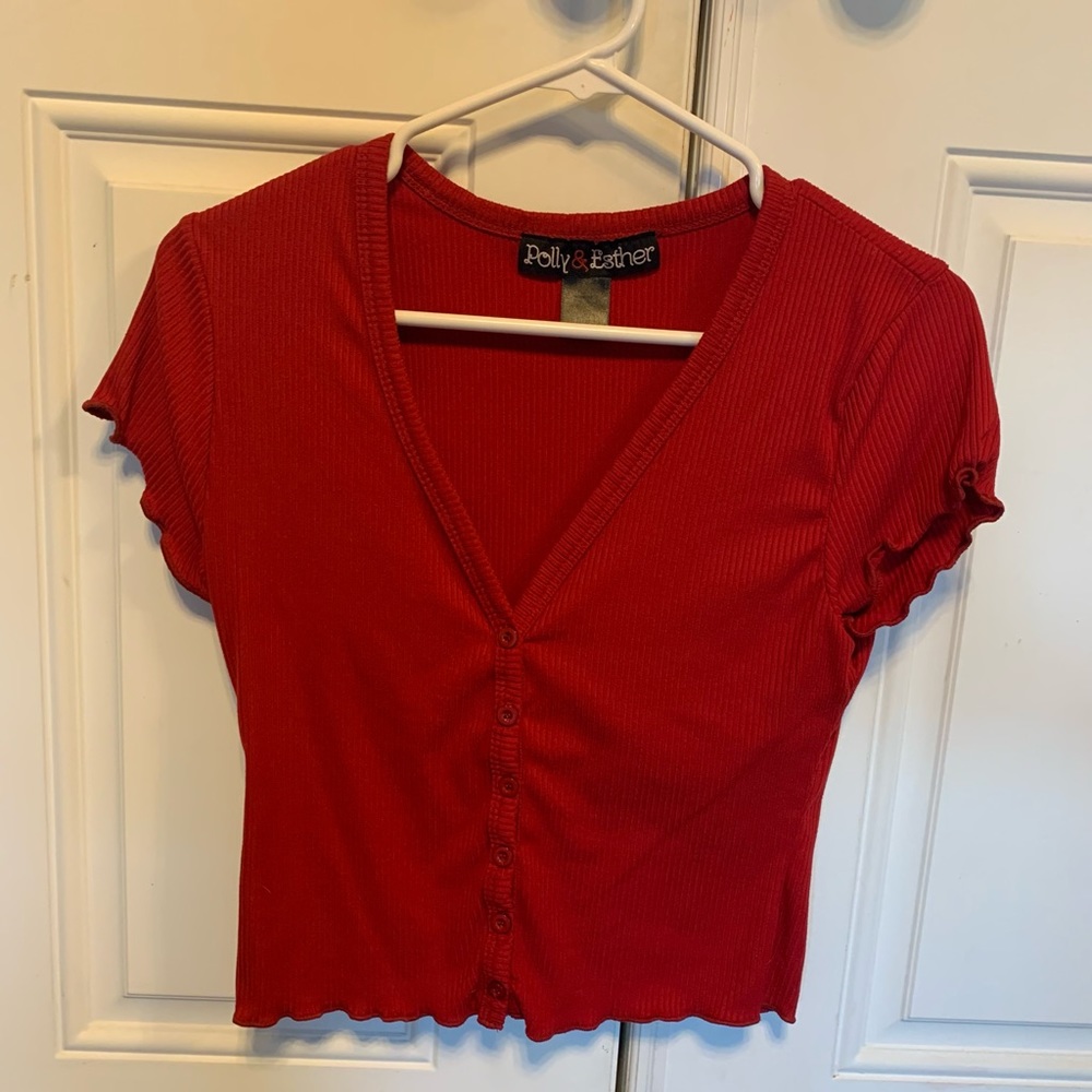 Red Polyester crop top Size:small